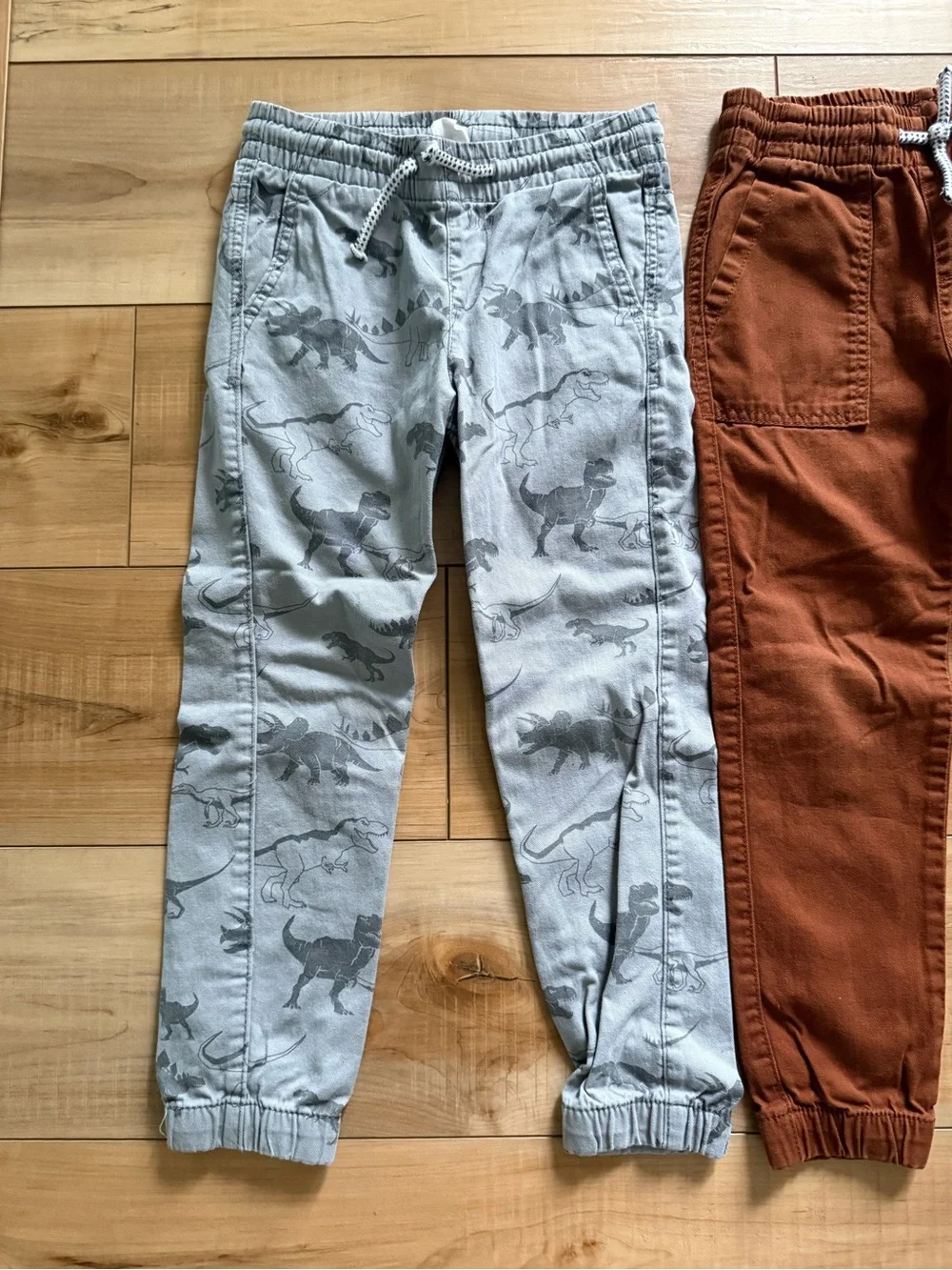 H&M Kids Rust Joggers & Gray Dino Print Sweatpants